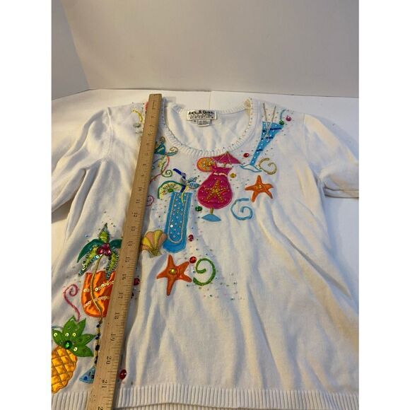 Jack B Quick white sweater beach Cocktails bling medium M - Picture 2 of 6